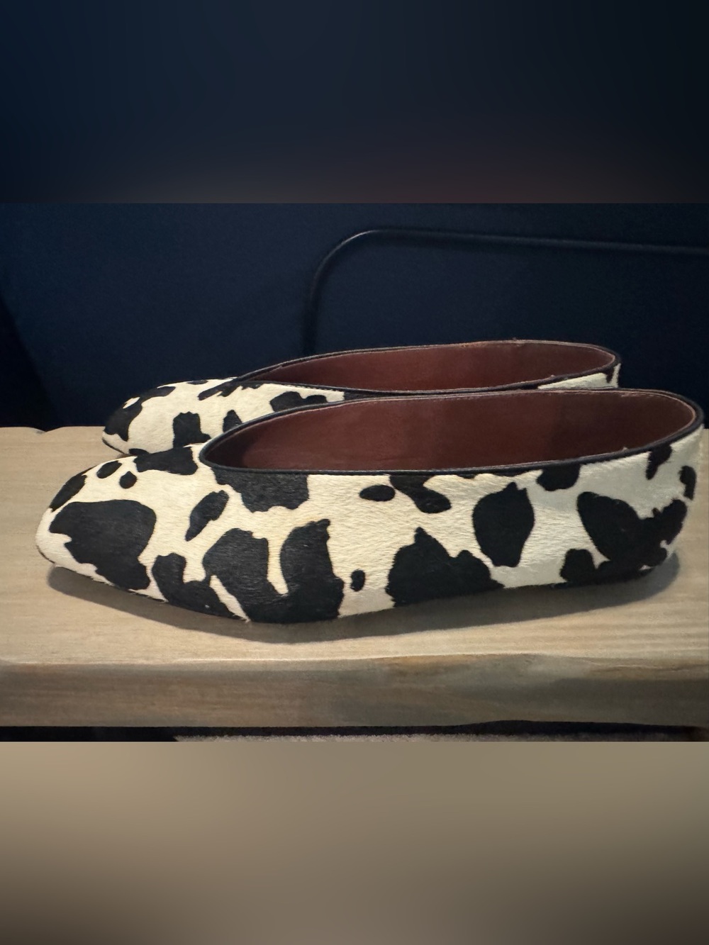 Tony Bianco -Women's Black & White Cow Print Ballet Flats